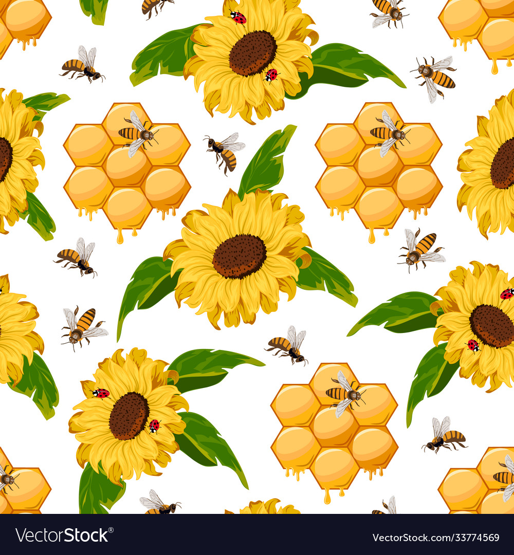 Sunflowers and honeycomb pattern