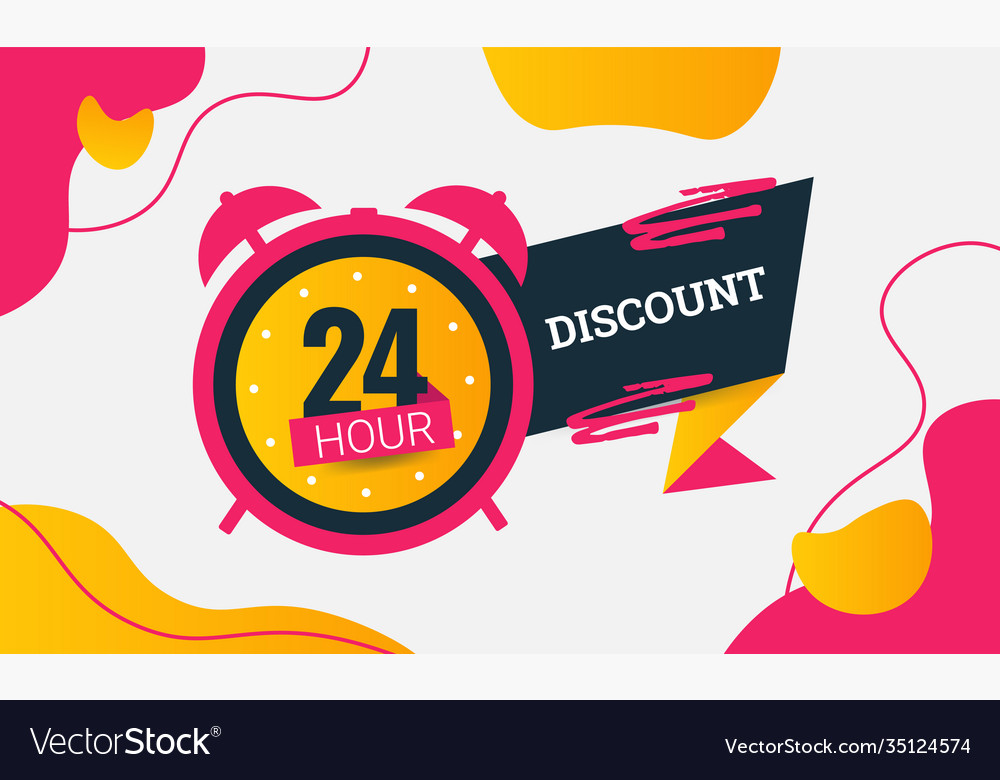 24 hour sale discount time limit in pink Vector Image