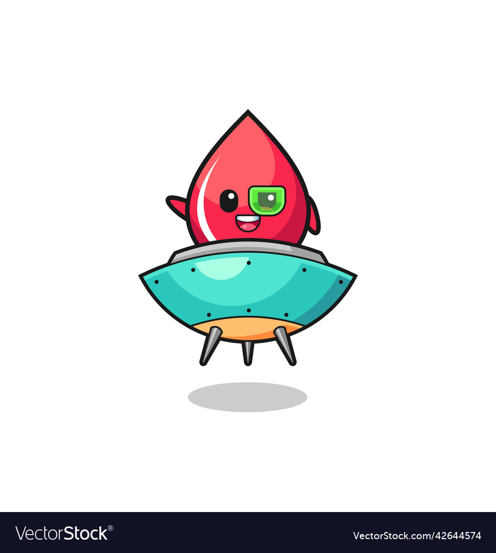 Blood drop cartoon riding a future spaceship