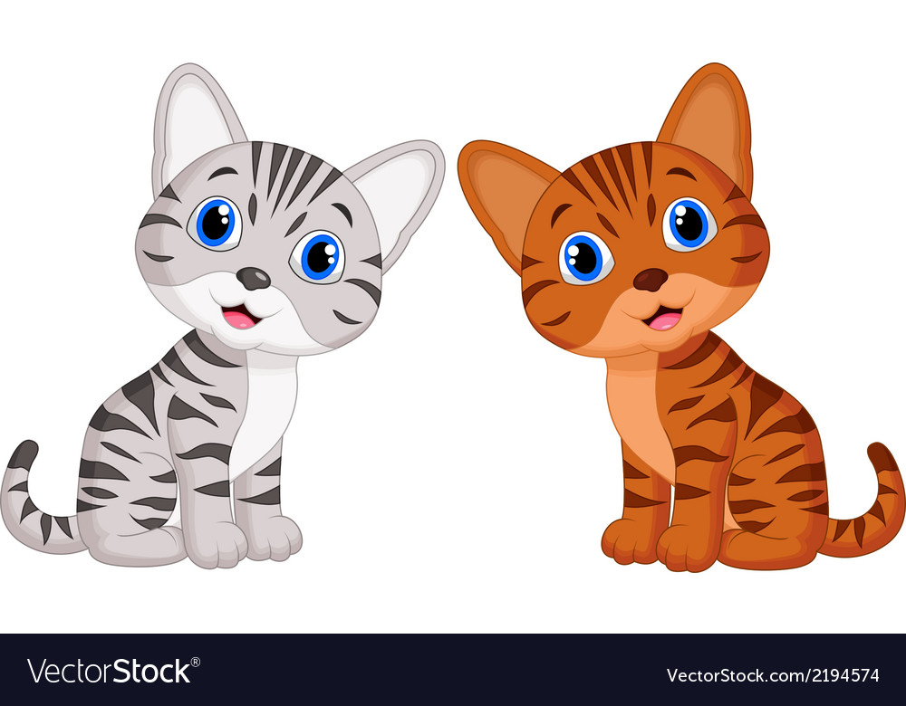 Cute baby cat cartoon Royalty Free Vector Image