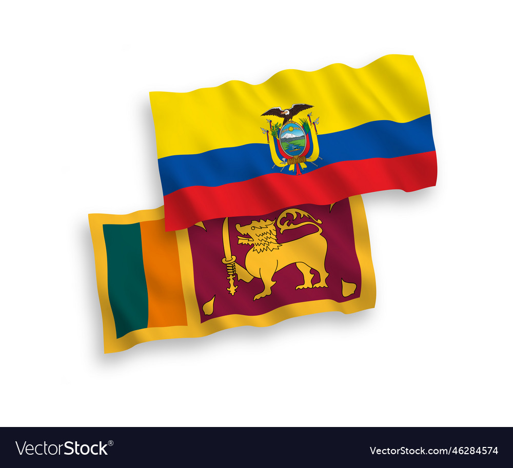 Flags of sri lanka and ecuador on a white