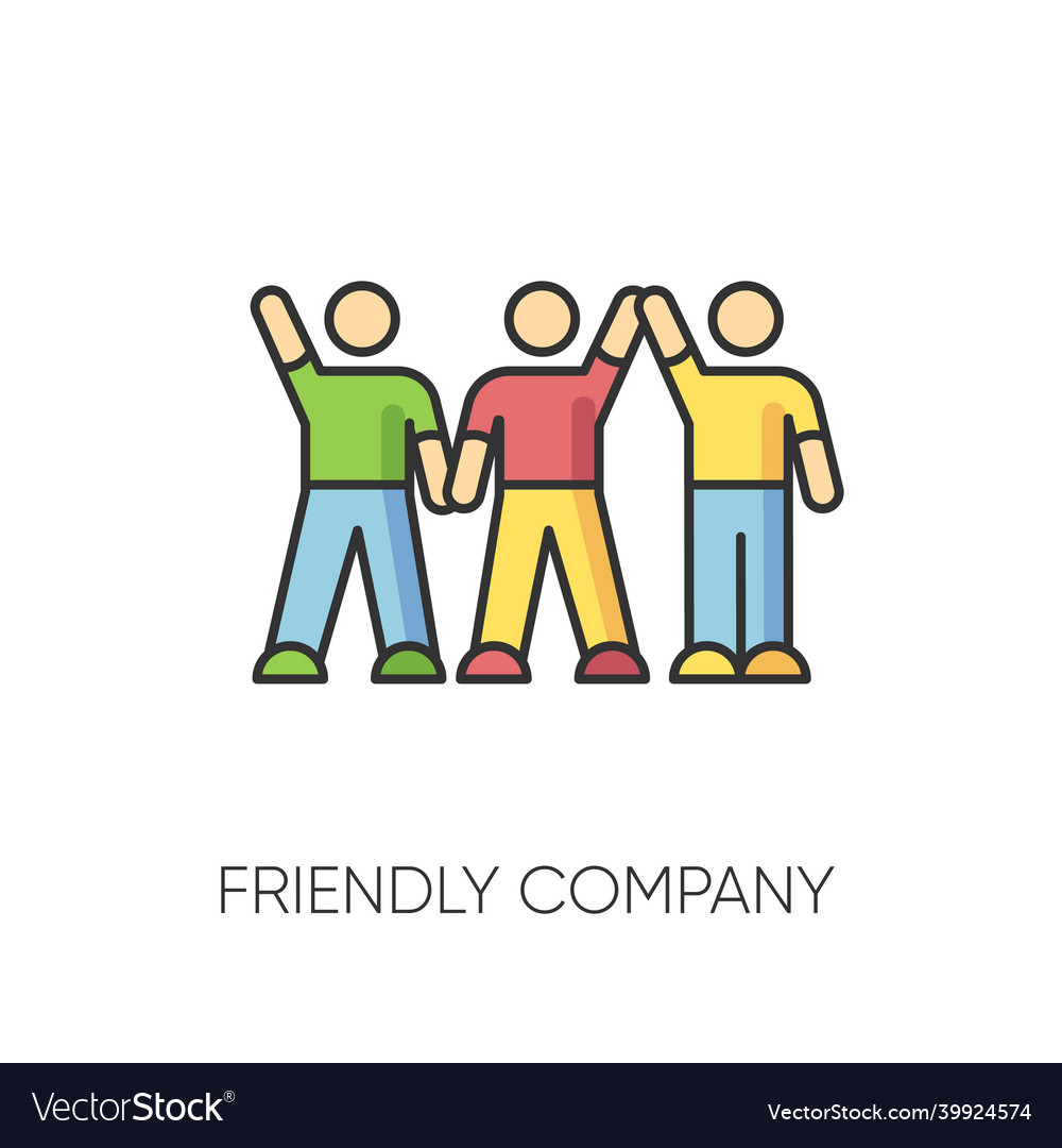 Friendly company rgb color icon friendship social vector image Friendly company rgb color icon friendship social