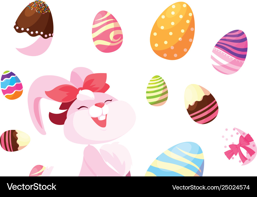 Happy easter eggs painted with rabbit Royalty Free Vector