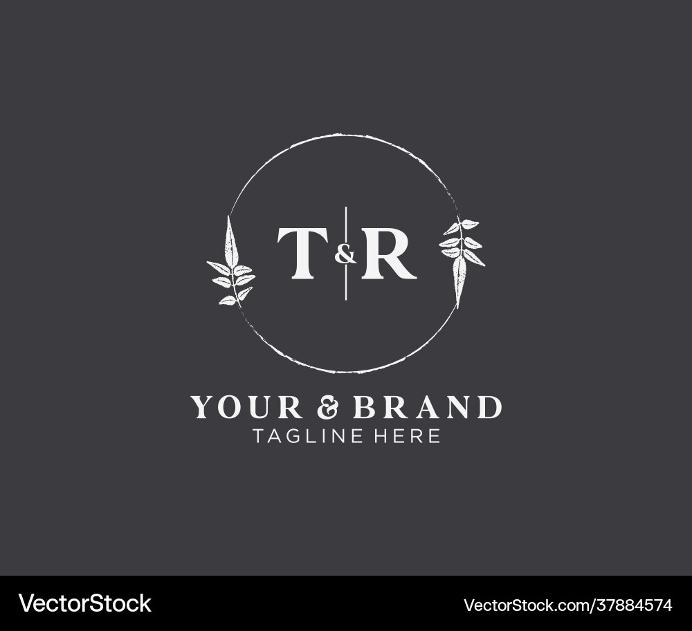 Initial tr letters floral frames botanical Vector Image