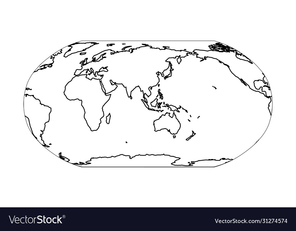 Outline Map World Asia And Australia Centered Vector 31274574 