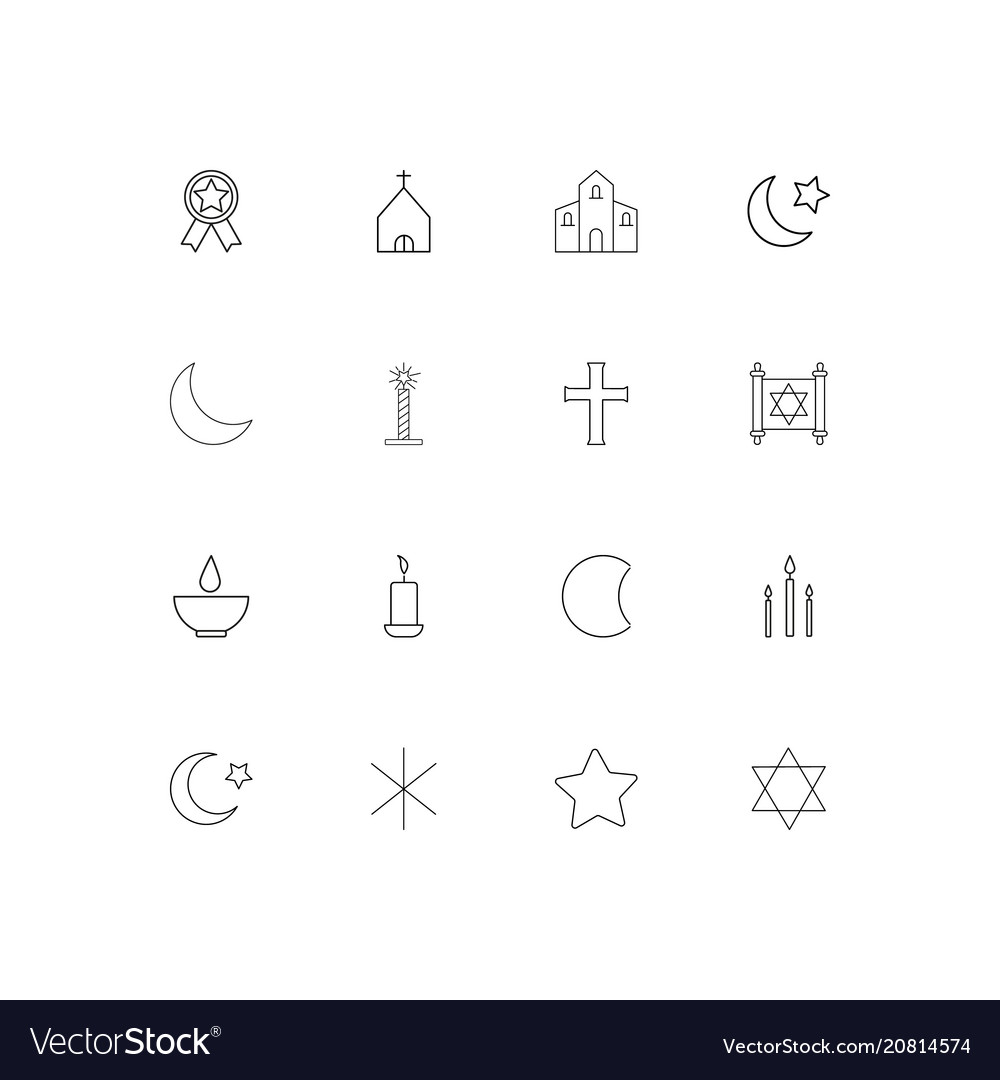 Religion linear thin icons set outlined simple