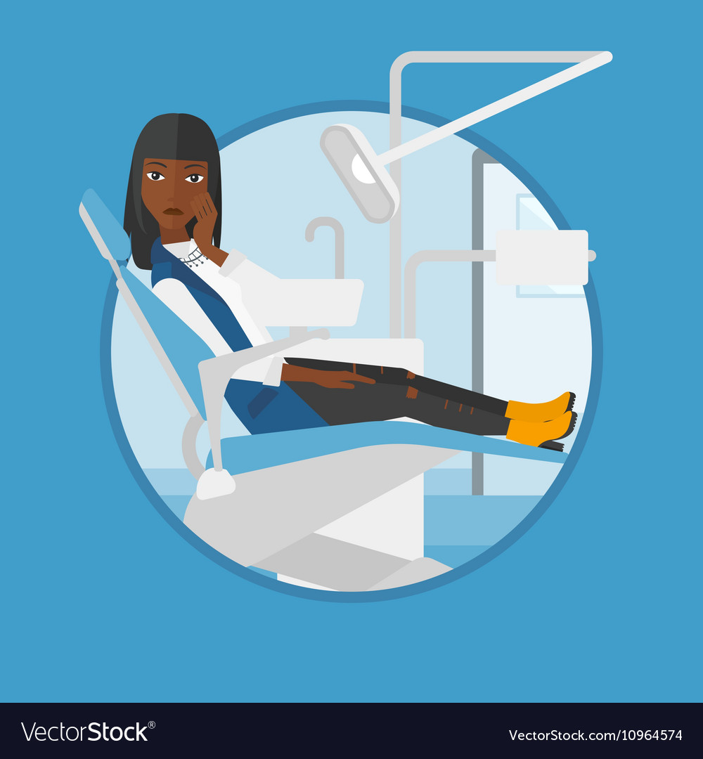 Woman suffering in dental chair Royalty Free Vector Image