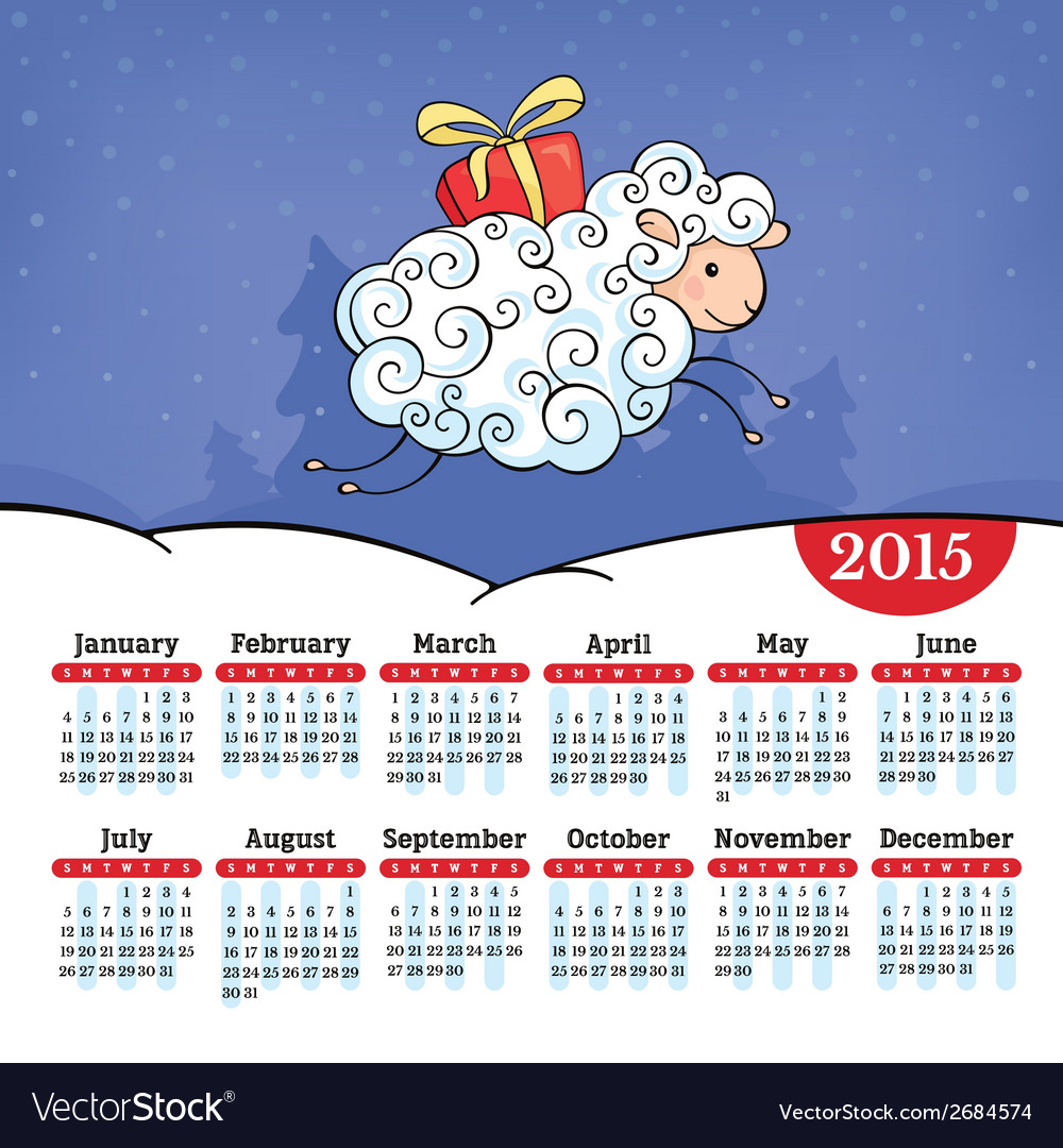 Year of the sheep calendar Royalty Free Vector Image