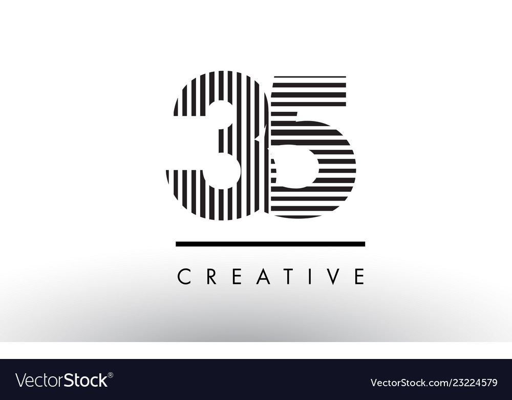 35 black and white lines number logo design Vector Image