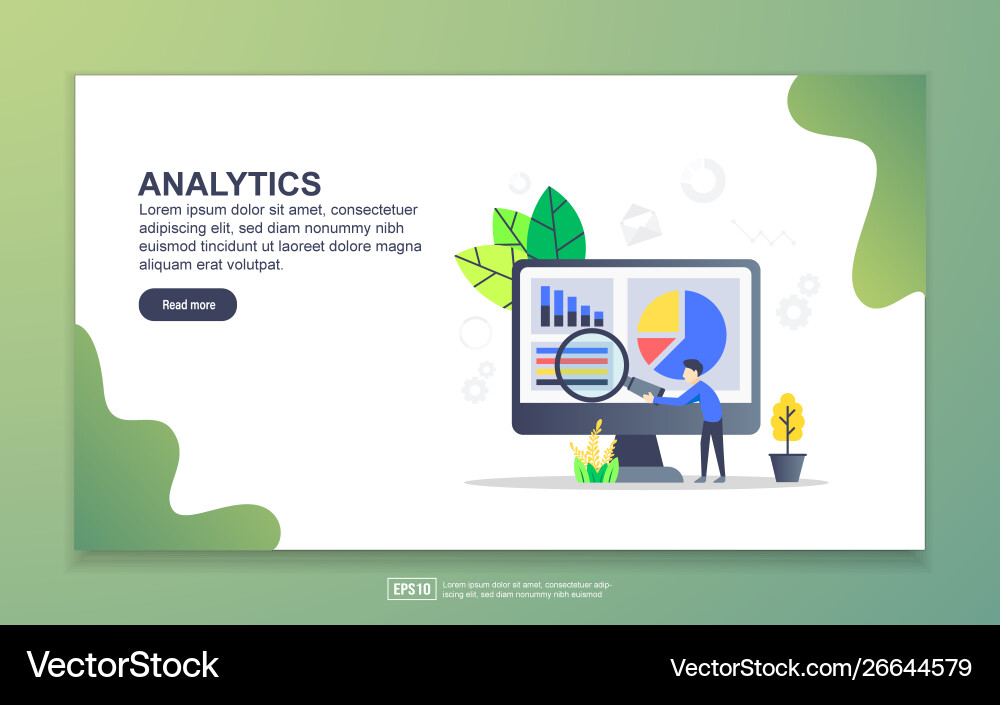 Landing page template analytics modern flat Vector Image