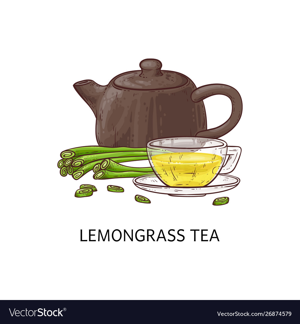 Lemongrass yellow tea concept with clay