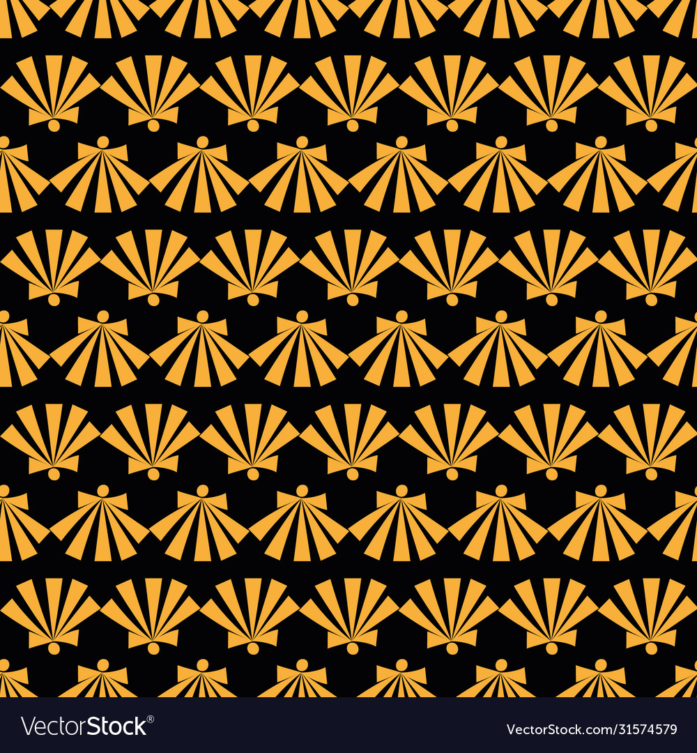 Rows golden seashells seamless pattern