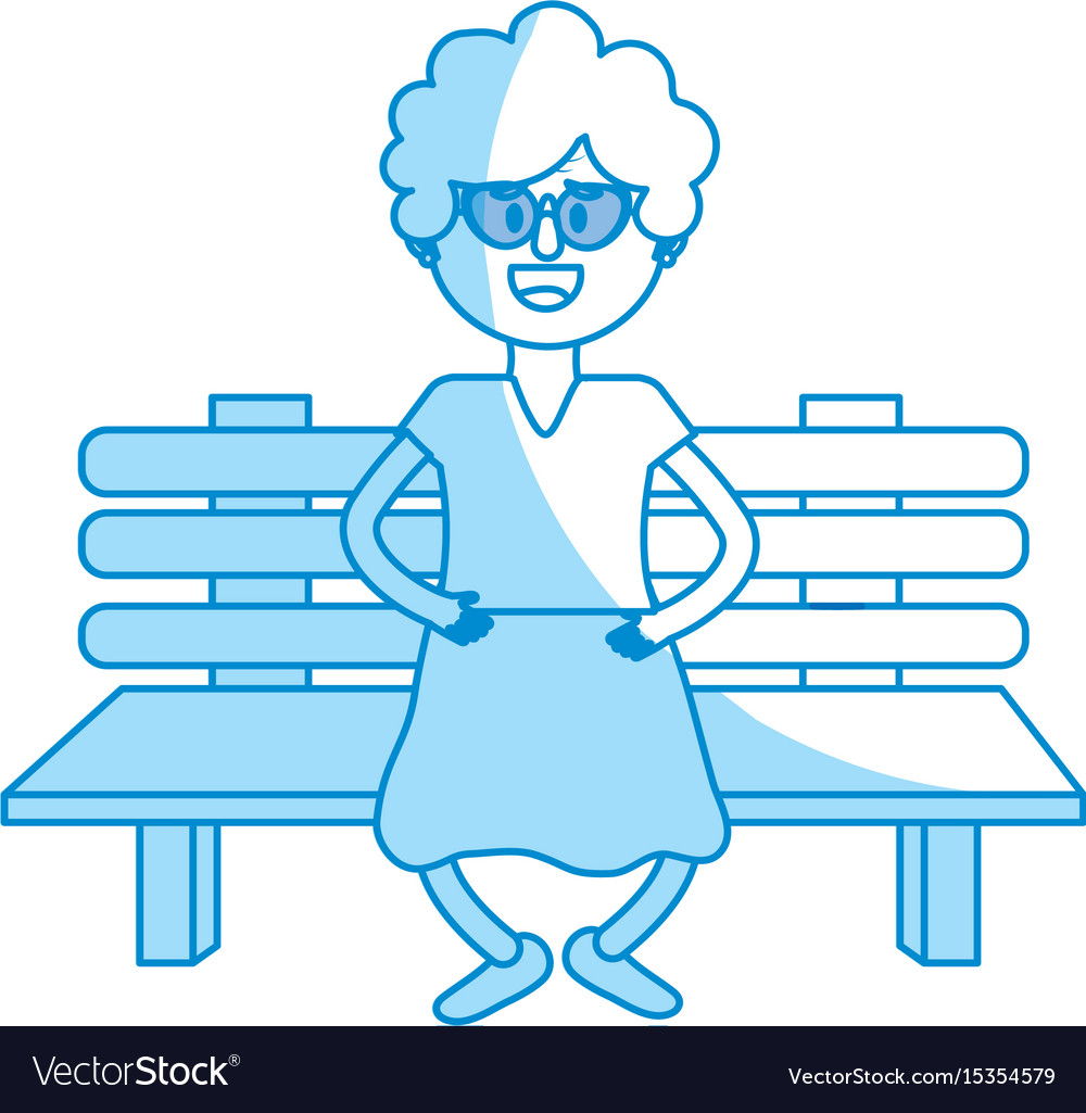 Silhouette old woman in the chair with hairstyle