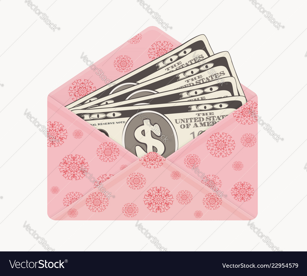 Usa banking currency in open festive envelope one