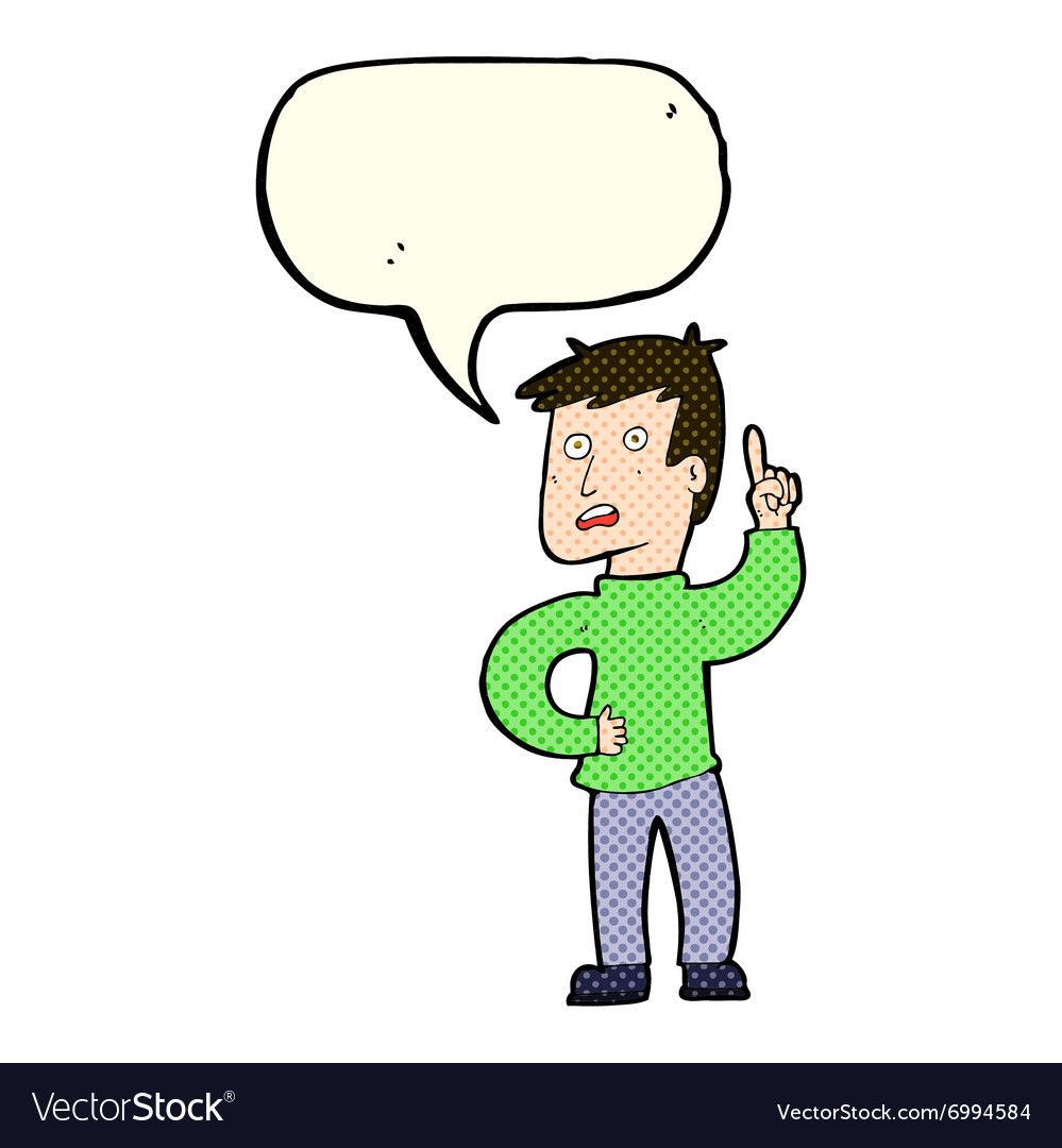 Cartoon boy with idea speech bubble Royalty Free Vector