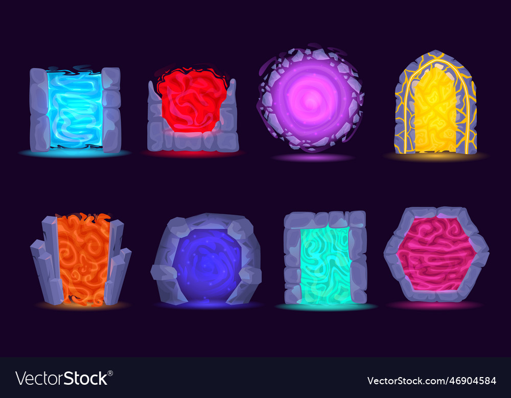 Cartoon portals set vector image Cartoon portals set