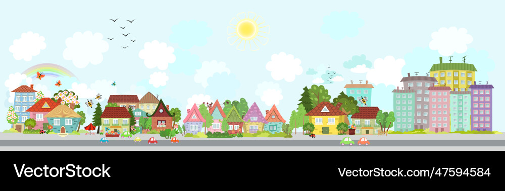 Cozy spring city landscape for your design Vector Image