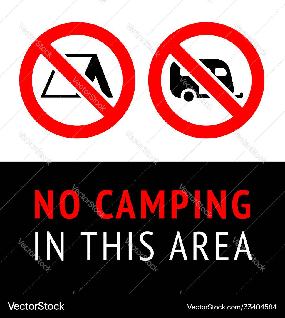 Prohibition sign no camping parking black Vector Image