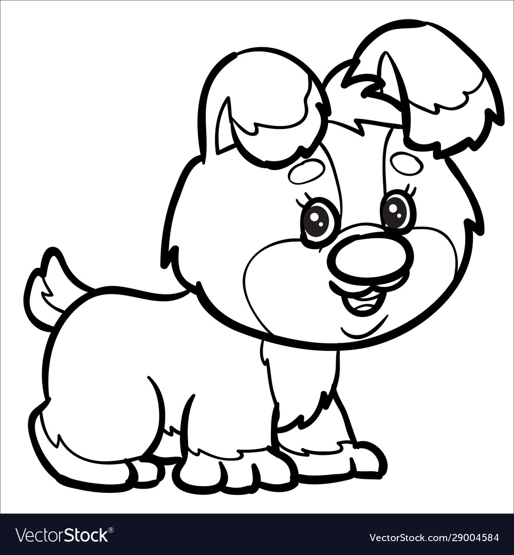 Puppy character made in outline isolated object