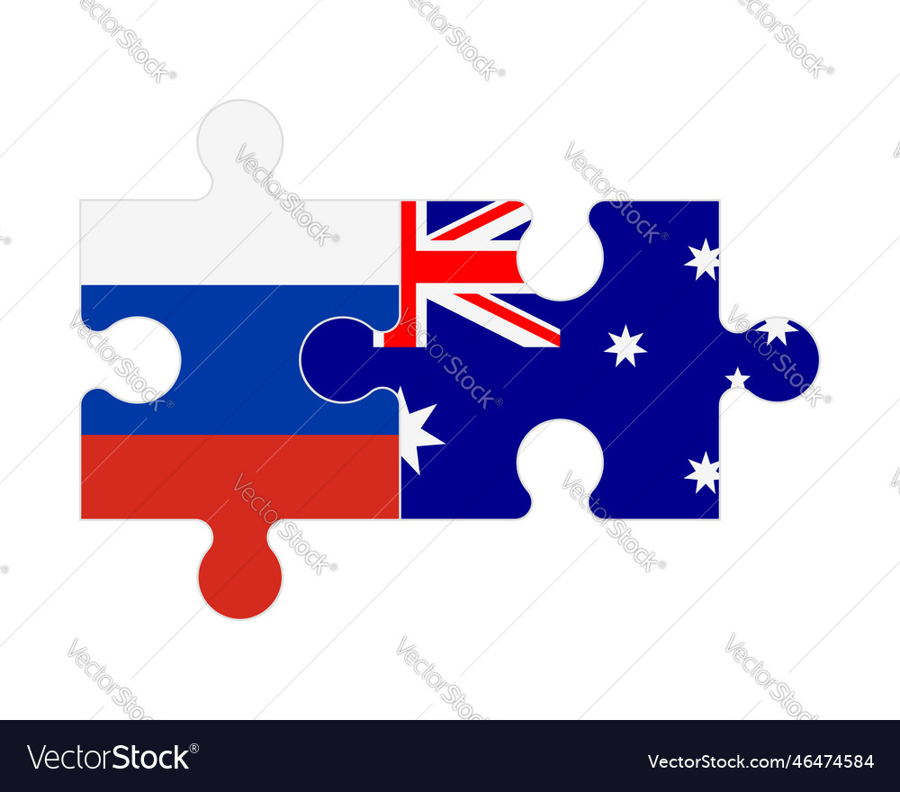 Puzzle of flags russia and australia