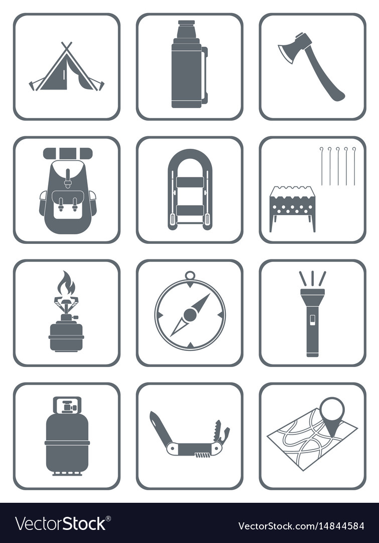 Set von Campingausrüstung Icons