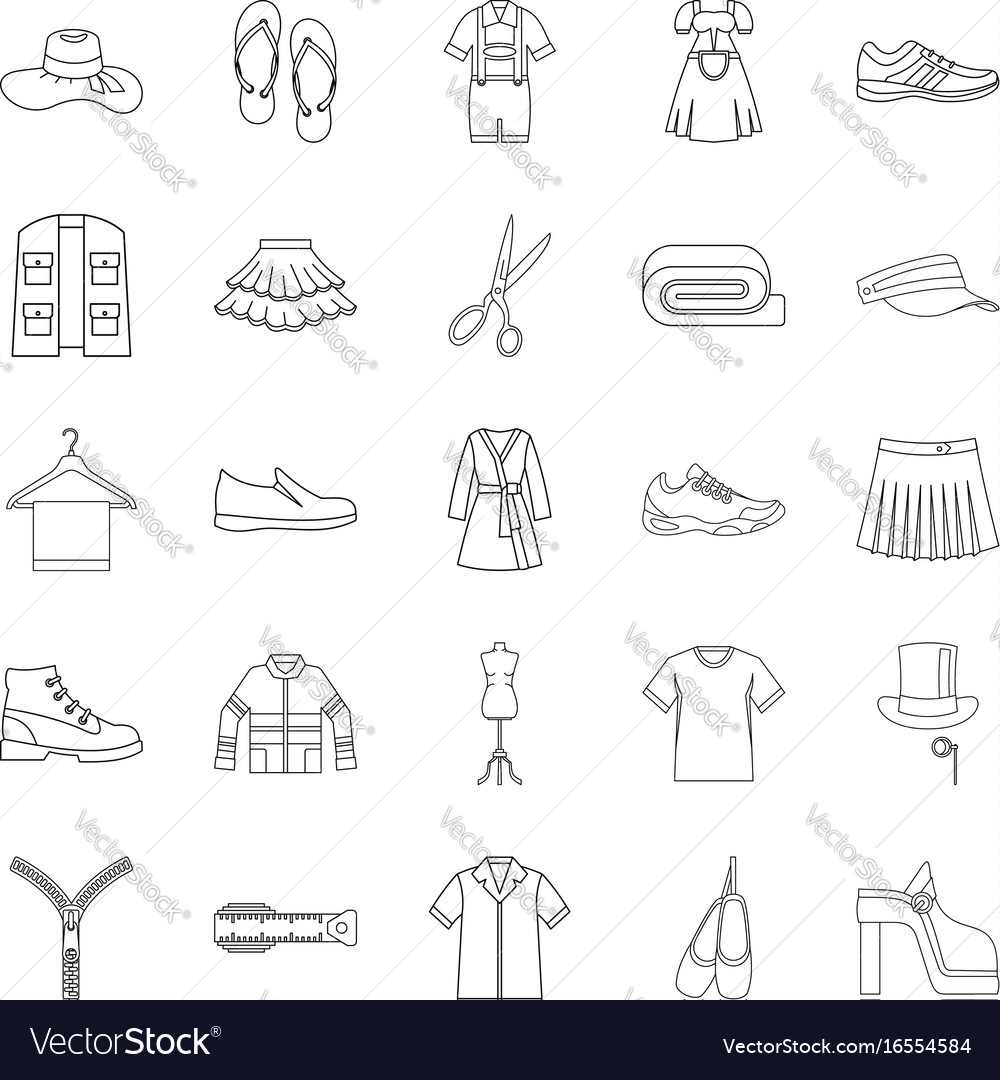 Stitching Icons Set Outline Style Royalty Free Vector Image