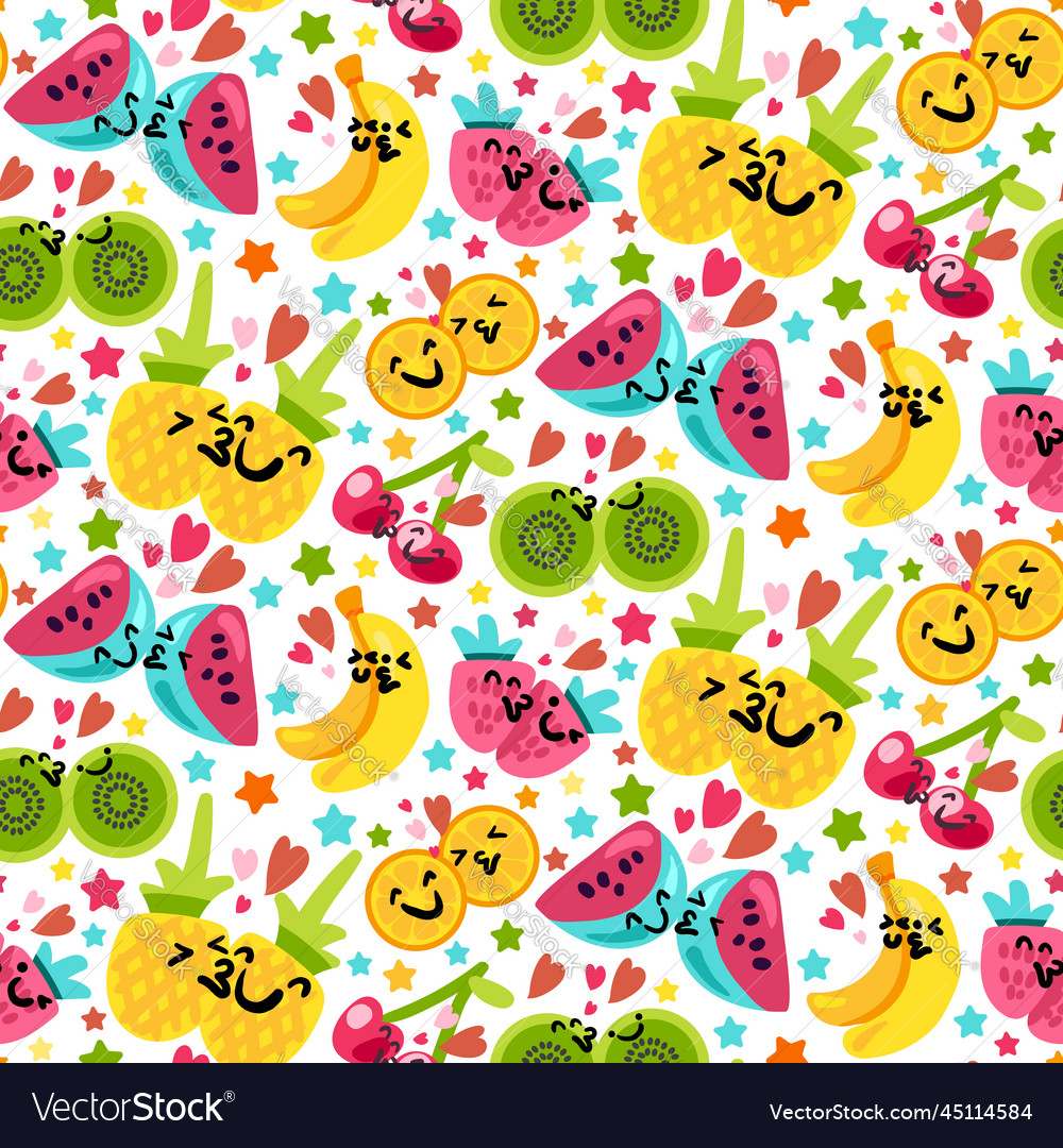 Sweet valentine day emoji seamless pattern