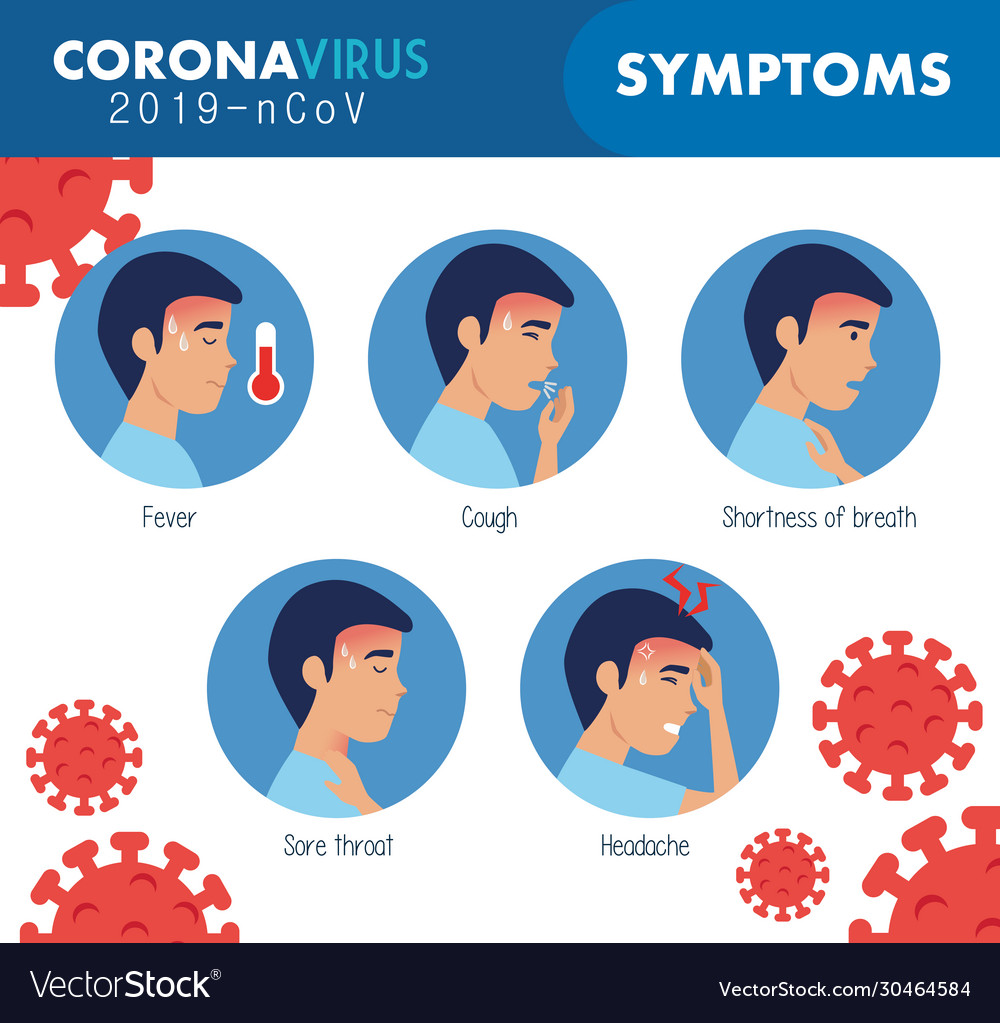 Symptoms coronavirus 2019 ncov with particles Vector Image