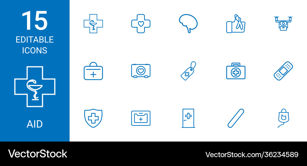 15 aid icons Royalty Free Vector Image - VectorStock
