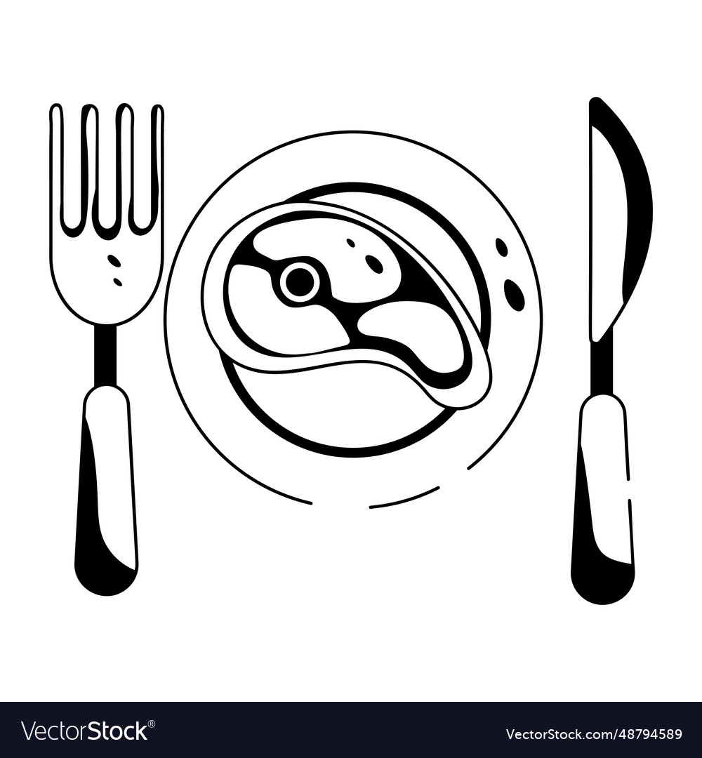 Eating steak Royalty Free Vector Image - VectorStock