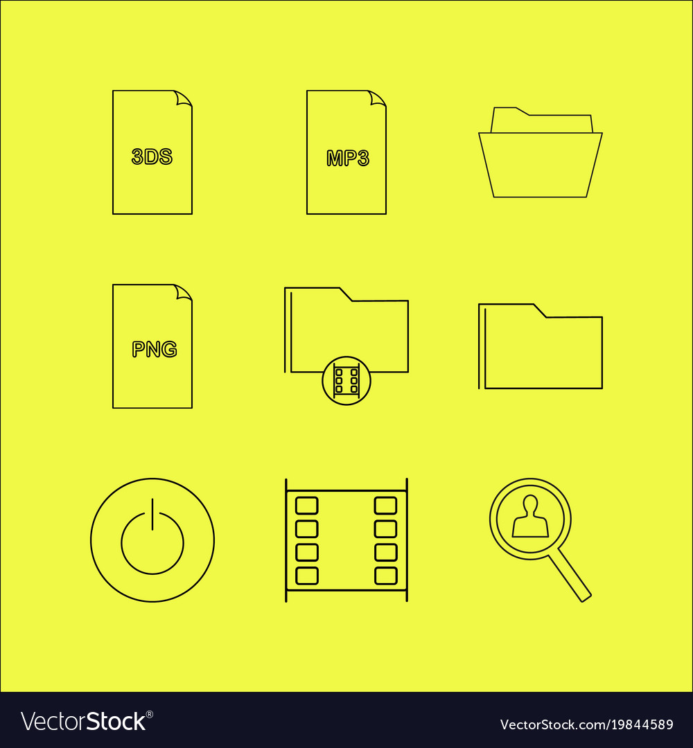 Files and folders linear icon set simple outline