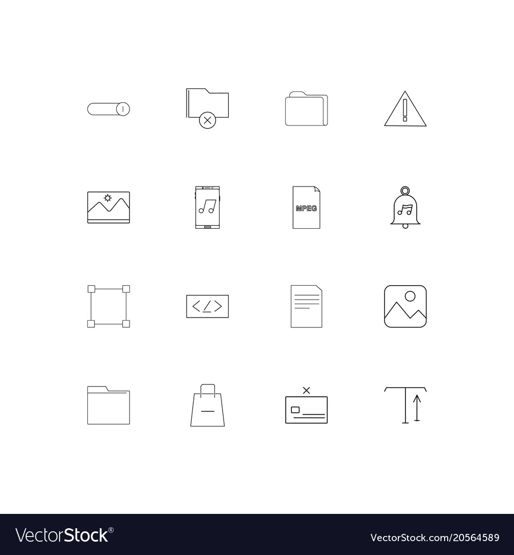 Files and folders sign simple linear icons set