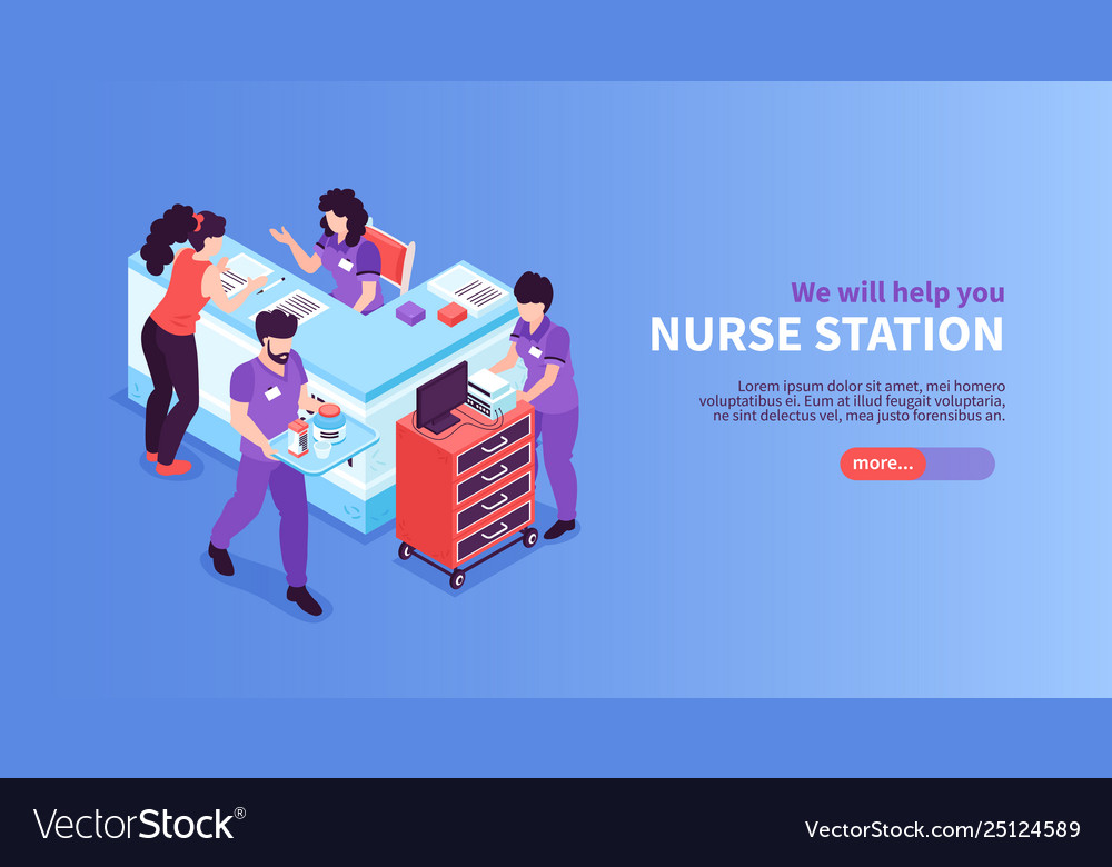 Nurse Station Hospital Banner Royalty Free Vector Image