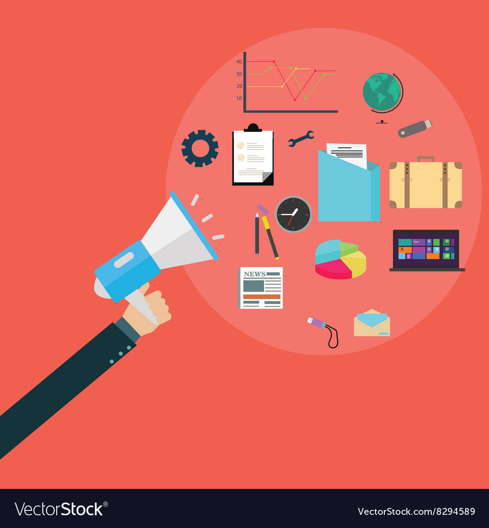 Pr Public Relation Agency Hand Holding Speaker Vector Image