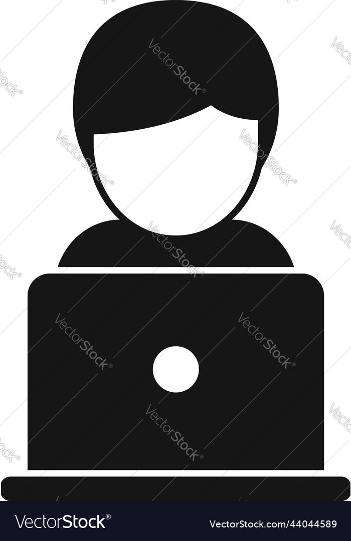 Remote laptop worker icon simple work time Vector Image