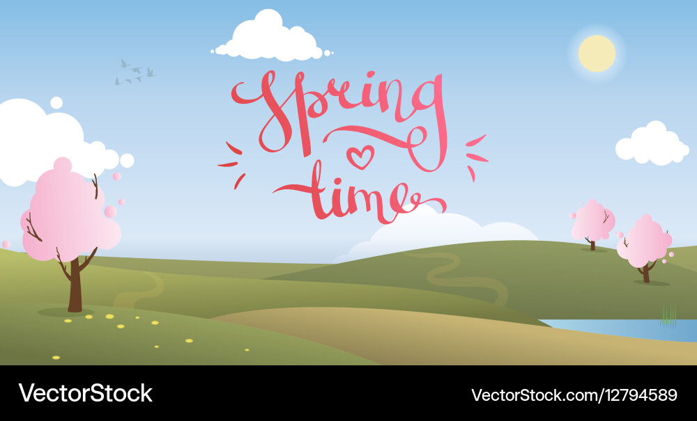 Spring landscape background Royalty Free Vector Image