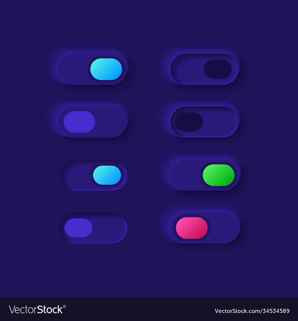 Switch on and off ui elements kit vector image Switch on and off ui elements kit