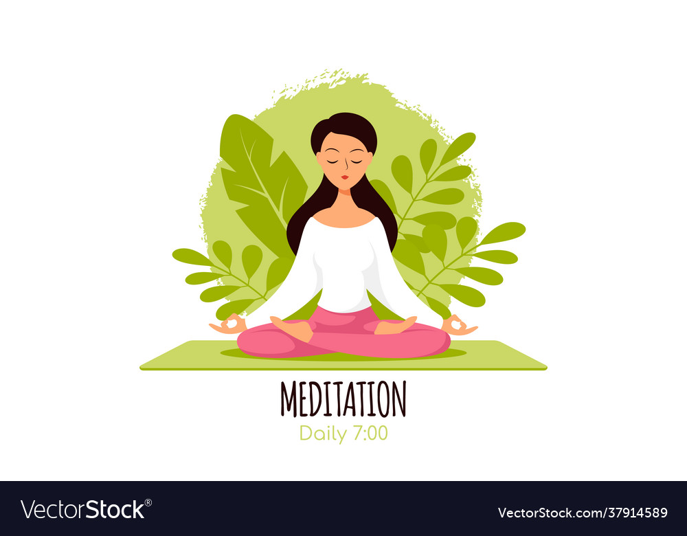 Young woman in lotus pose pratices meditation Vector Image