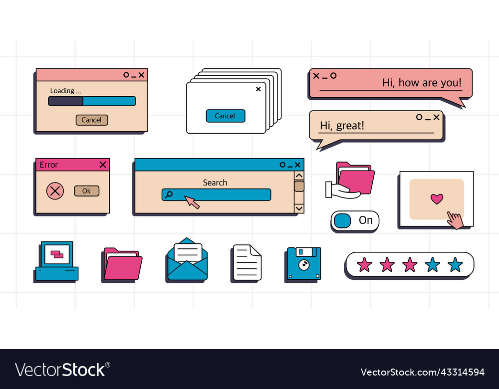 Eine Reihe von Benutzeroberflächenelementen ui und ux Themen vector image Eine Reihe von Benutzeroberflächenelementen ui und ux Themen