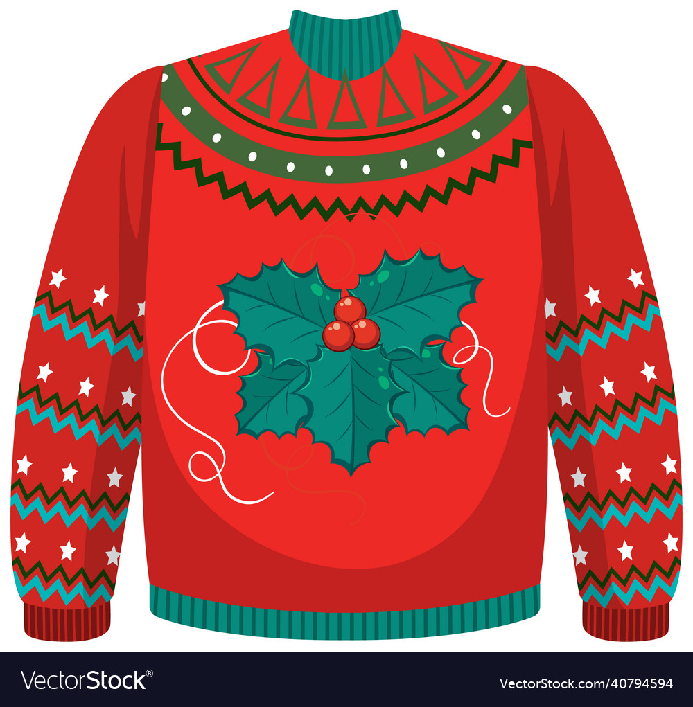 Christmas sweater with berries pattern Royalty Free Vector