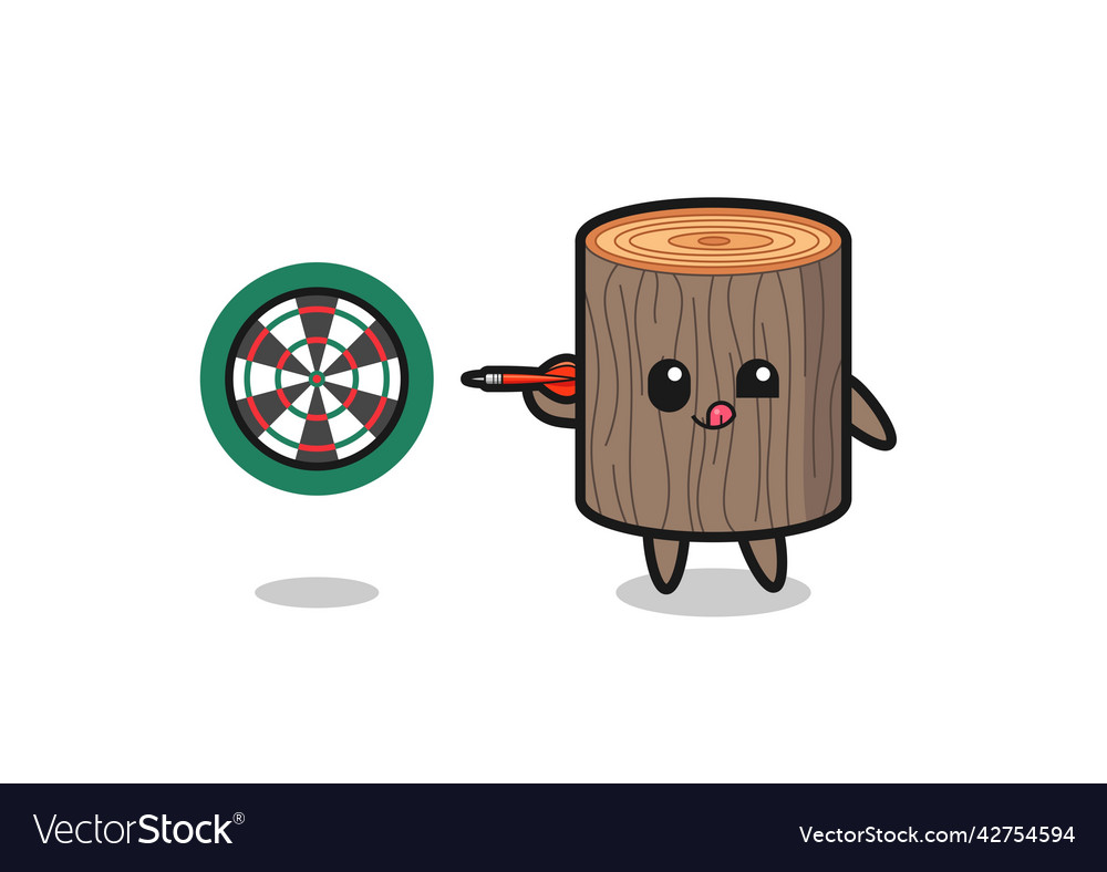 Cute tree stump is playing dart