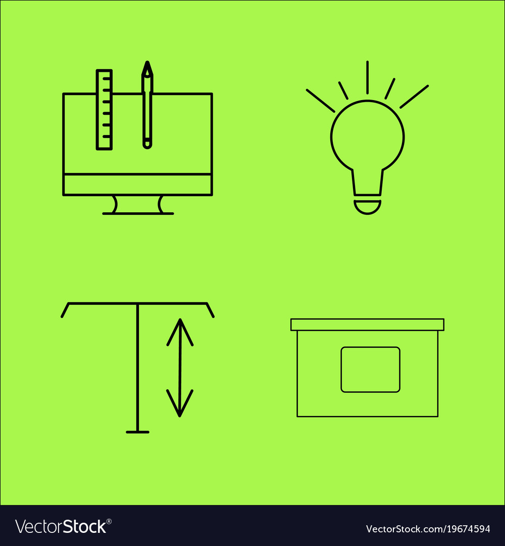 Design elements simple linear outline icon set