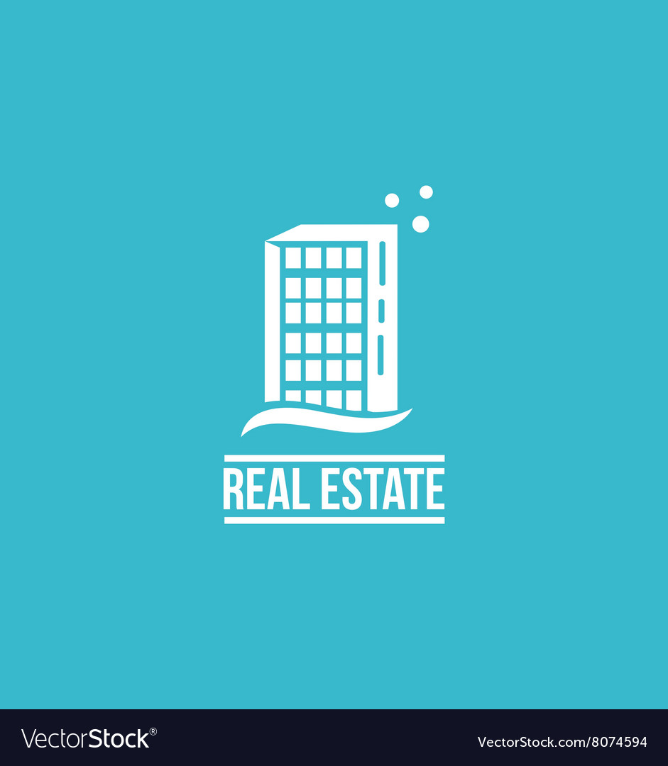 Flat real estate blue building logo