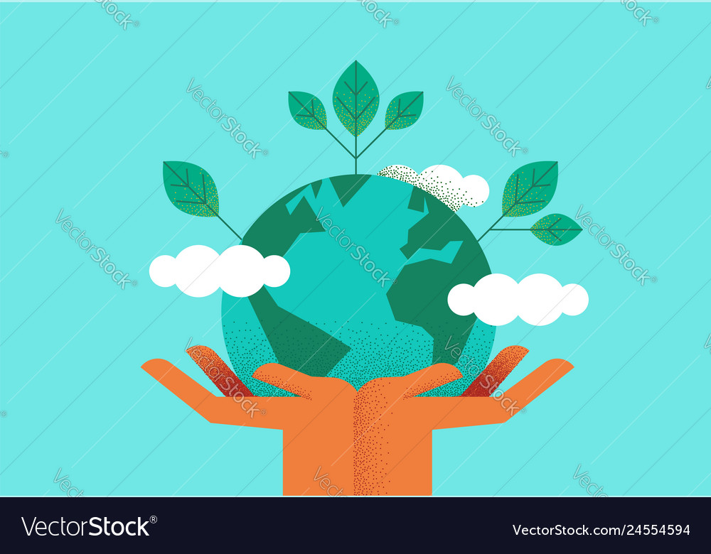 Hands holding planet earth for environment care Vector Image