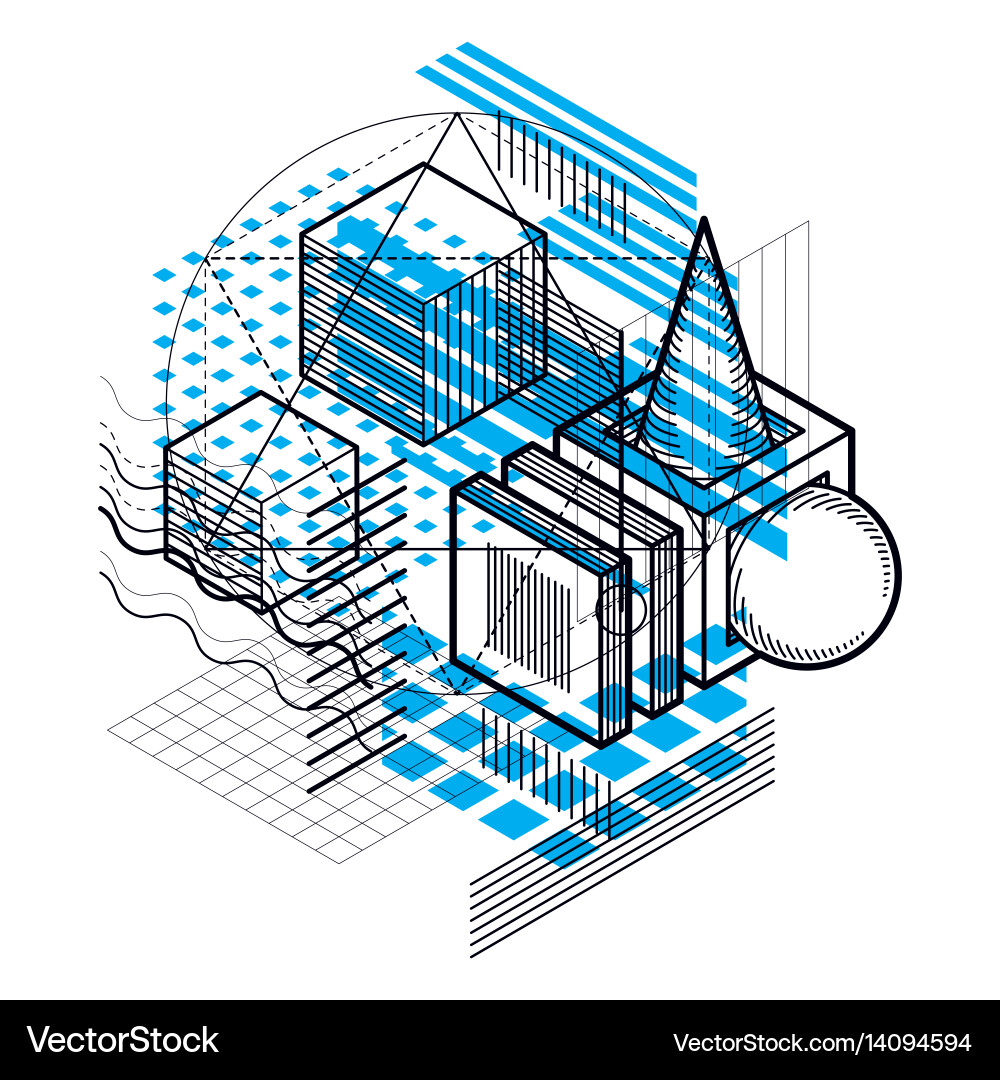 Isometric linear abstract background lined Vector Image