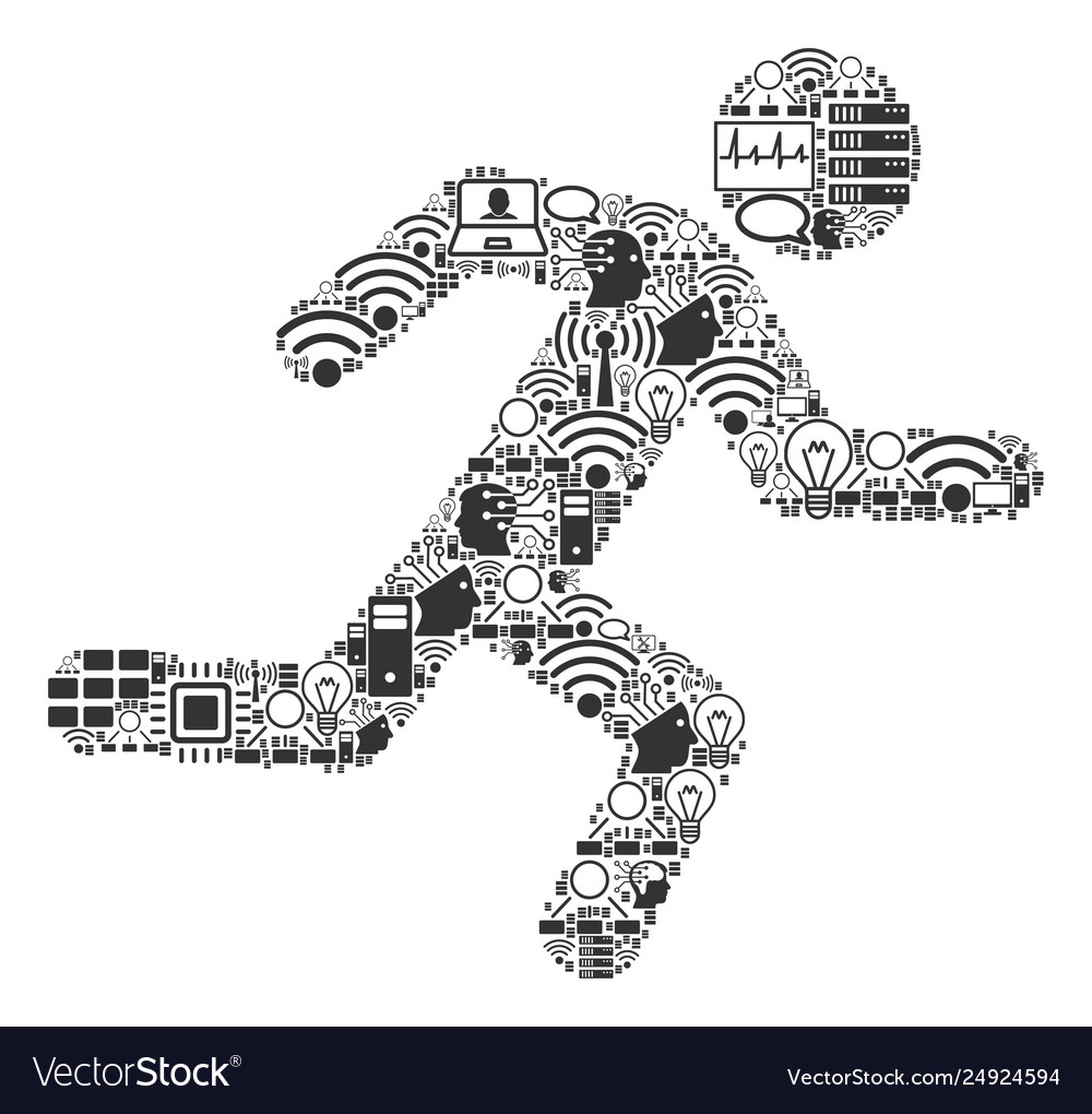 Running man composition icon for bigdata vector image Running man composition icon for bigdata