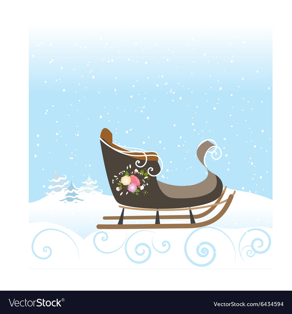 Winter sled flowers vintage snow snowflake