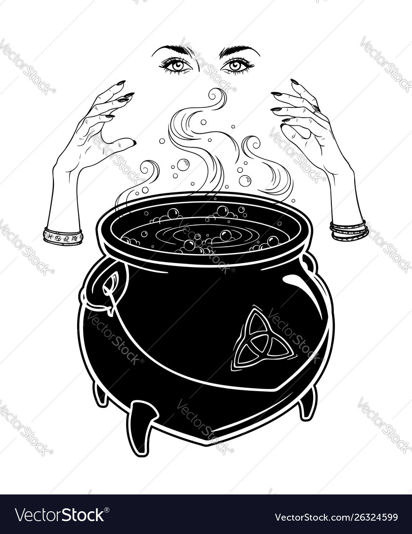 Boiling Magic Cauldron And Witch Hands Royalty Free Vector Boiling Magic Cauldron And Witch Hands Royalty Free Vector