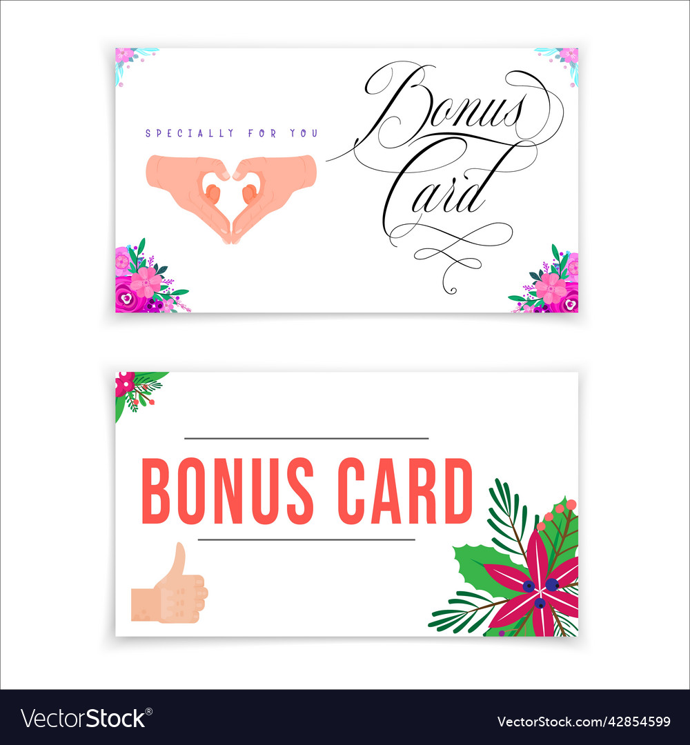 Bonus card template in sketch style hand drawn Vector Image