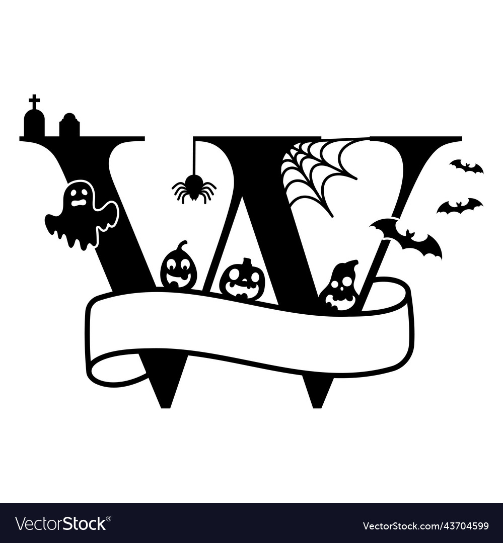 Cute halloween letter w split monogram cartoon